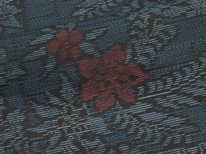 平和屋着物■本場大島紬　草花文　正絹　逸品　CABI6595ou