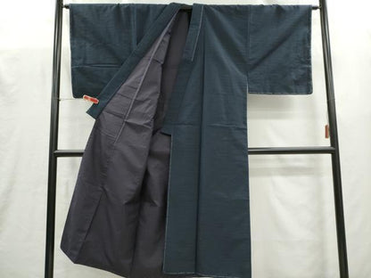 平和屋着物■男性　紬　色無地　留紺色　正絹　逸品　未使用　CABI6596ou