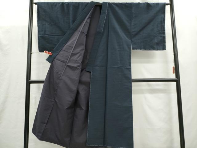 平和屋着物■男性　紬　色無地　留紺色　正絹　逸品　未使用　CABI6596ou