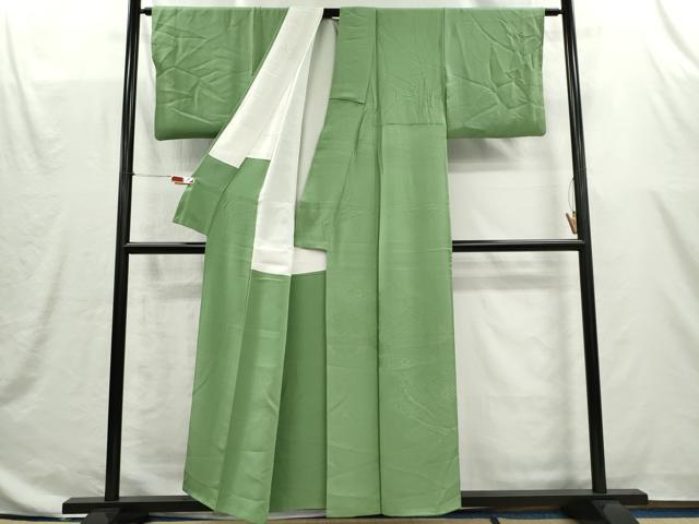 平和屋着物■豪華色留袖　刺繍　菱花文　若緑色　正絹　逸品　CABI6597ou