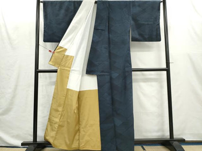 平和屋着物■上質な紬　幾何学文　正絹　逸品　CABI6598ou