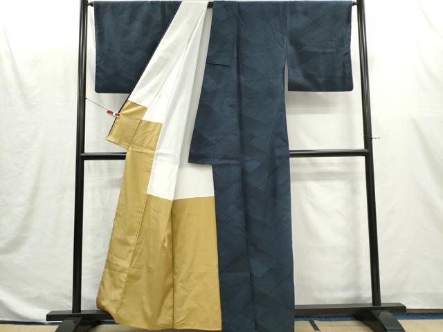 平和屋着物■上質な紬　幾何学文　正絹　逸品　CABI6598ou