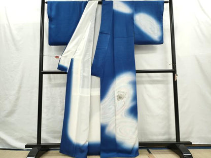 平和屋着物■訪問着　流水草花文　暈し染め　銀彩　正絹　逸品　CABI6599ou
