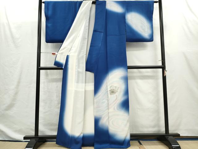 平和屋着物■訪問着　流水草花文　暈し染め　銀彩　正絹　逸品　CABI6599ou
