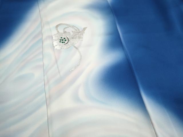 平和屋着物■訪問着　流水草花文　暈し染め　銀彩　正絹　逸品　CABI6599ou