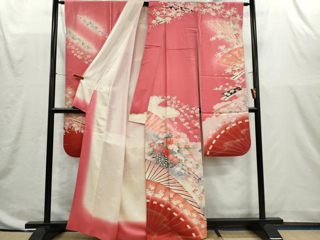 平和屋着物■豪華振袖　駒刺繍　檜扇花車文　暈し染め　金銀彩　正絹　逸品　CABI6611ou