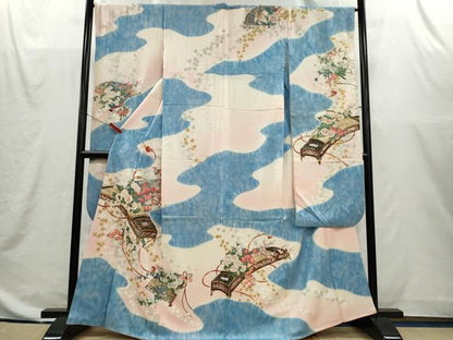 平和屋着物■豪華振袖　楽器花文　暈し染め　金銀彩　正絹　逸品　CABI6612ou