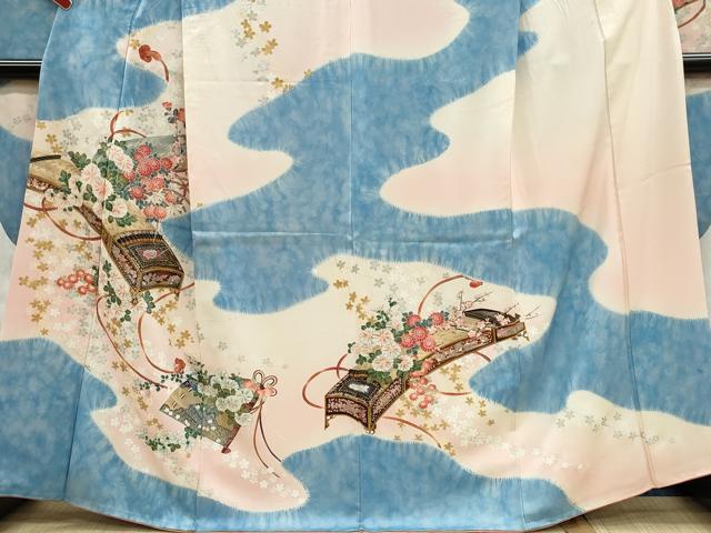 平和屋着物■豪華振袖　楽器花文　暈し染め　金銀彩　正絹　逸品　CABI6612ou