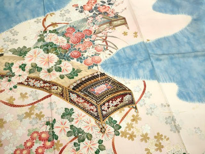 平和屋着物■豪華振袖　楽器花文　暈し染め　金銀彩　正絹　逸品　CABI6612ou