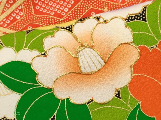 平和屋着物■豪華振袖　駒刺繍　扇面吉祥草花文　金彩　正絹　逸品　CABI6613ou