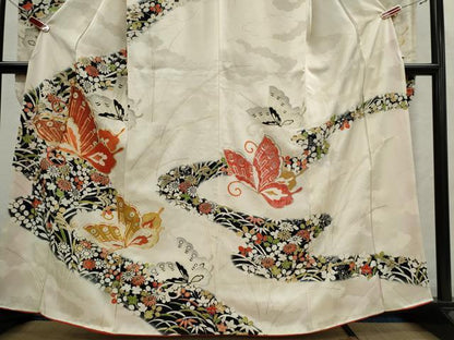 平和屋着物■豪華振袖　駒刺繍　道長舞蝶草花文　暈し染め　金彩　正絹　逸品　CABI6616ou