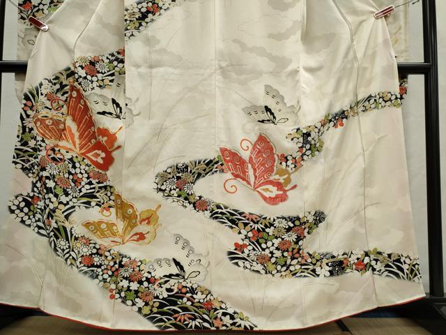 平和屋着物■豪華振袖　駒刺繍　道長舞蝶草花文　暈し染め　金彩　正絹　逸品　CABI6616ou