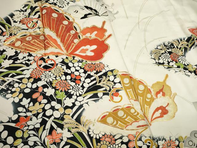 平和屋着物■豪華振袖　駒刺繍　道長舞蝶草花文　暈し染め　金彩　正絹　逸品　CABI6616ou