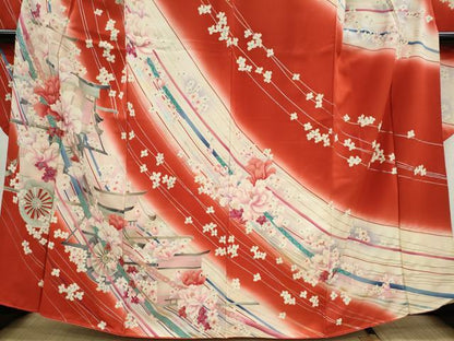 平和屋着物■豪華振袖　花車文　暈し染め　金銀彩　正絹　逸品　CABI6618ou