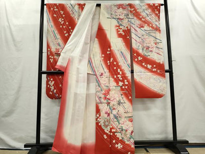 平和屋着物■豪華振袖　花車文　暈し染め　金銀彩　正絹　逸品　CABI6618ou
