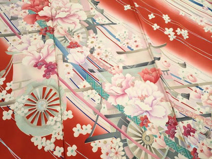 平和屋着物■豪華振袖　花車文　暈し染め　金銀彩　正絹　逸品　CABI6618ou
