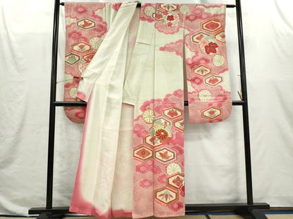 平和屋着物■豪華振袖　刺繍　花蝶文　金銀彩　正絹　逸品　CABI6623ou
