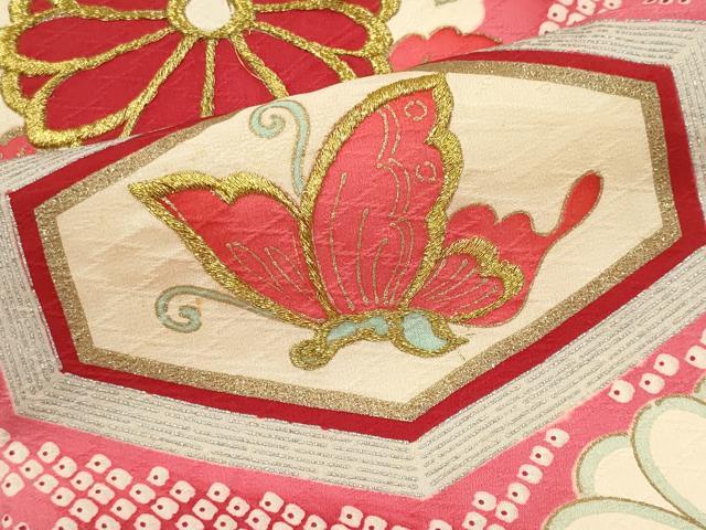 平和屋着物■豪華振袖　刺繍　花蝶文　金銀彩　正絹　逸品　CABI6623ou