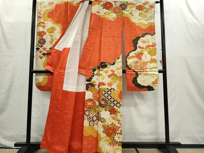 平和屋着物■豪華振袖　駒刺繍　吉祥草花文　金彩　正絹　逸品　CABI6625ou
