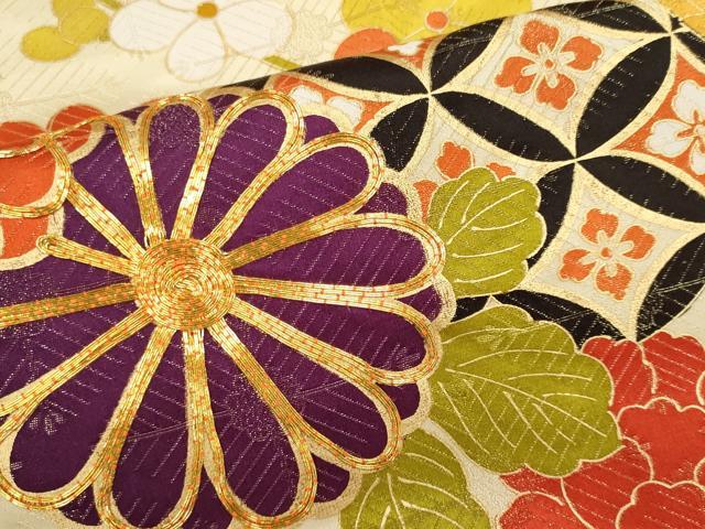 平和屋着物■豪華振袖　駒刺繍　吉祥草花文　金彩　正絹　逸品　CABI6625ou