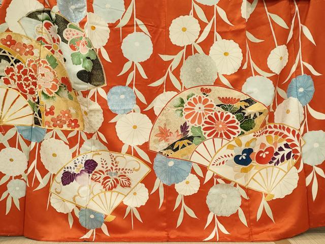 平和屋着物■豪華振袖　駒刺繍　扇面花文　金銀彩　正絹　逸品　CABI6634ou