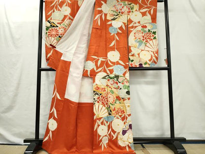 平和屋着物■豪華振袖　駒刺繍　扇面花文　金銀彩　正絹　逸品　CABI6634ou