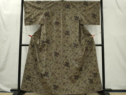 平和屋着物■上質な紬　枝花文　正絹　逸品　未使用　CABI6639ou