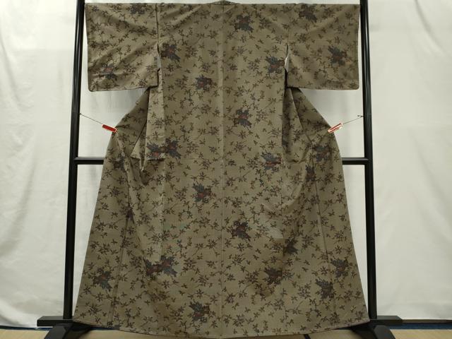 平和屋着物■上質な紬　枝花文　正絹　逸品　未使用　CABI6639ou