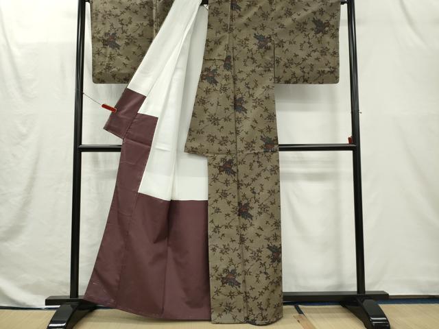 平和屋着物■上質な紬　枝花文　正絹　逸品　未使用　CABI6639ou
