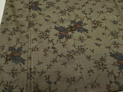 平和屋着物■上質な紬　枝花文　正絹　逸品　未使用　CABI6639ou