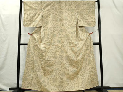 平和屋着物■上質な紬　麻の葉花文　正絹　逸品　CABI6641ou