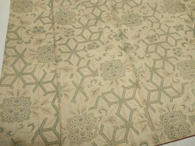 平和屋着物■上質な紬　麻の葉花文　正絹　逸品　CABI6641ou