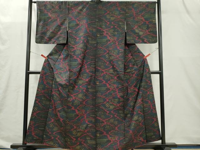 平和屋着物■本場大島紬　風景文　正絹　逸品　CABI6645ou