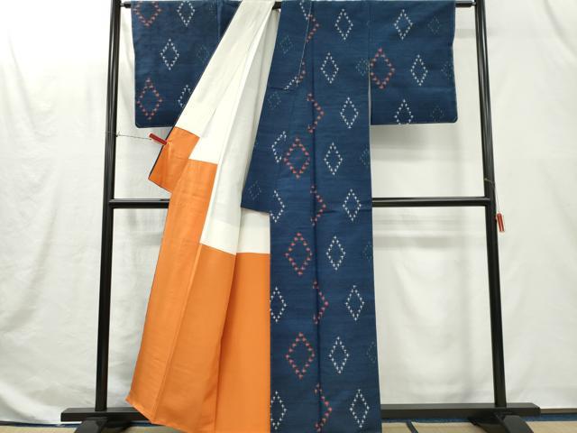 平和屋着物■上質な紬　菱文　正絹　逸品　CABI6647ou