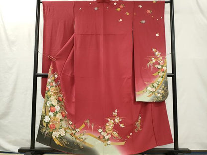 平和屋着物■豪華振袖　貝桶草花文　暈し染め　金彩　さが美扱い　正絹　逸品　CABI6650ou