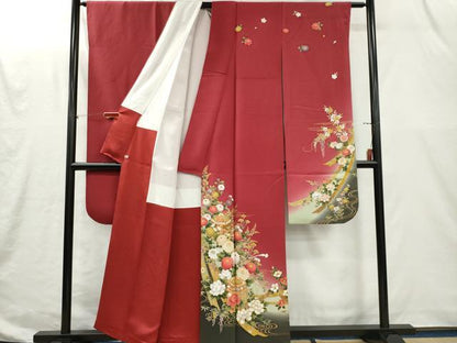平和屋着物■豪華振袖　貝桶草花文　暈し染め　金彩　さが美扱い　正絹　逸品　CABI6650ou