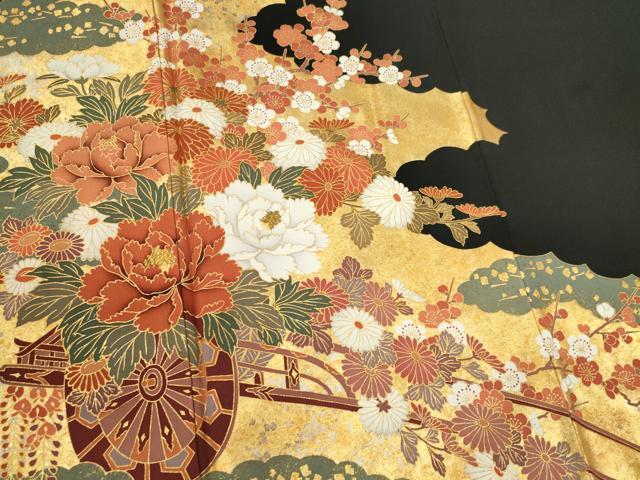 平和屋着物■豪華黒留袖　作家物　刺繍　花車文　金彩　正絹　逸品　CABI6652ou