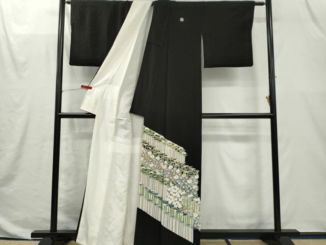 平和屋着物■豪華黒留袖　駒刺繍　松竹梅　正絹　逸品　CABI6654ou