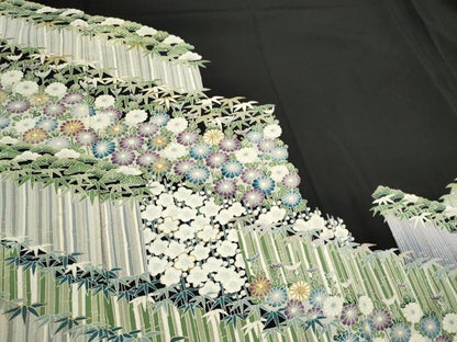平和屋着物■豪華黒留袖　駒刺繍　松竹梅　正絹　逸品　CABI6654ou