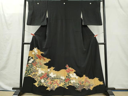 平和屋着物■豪華黒留袖　草花文　金彩　正絹　逸品　CABI6656ou