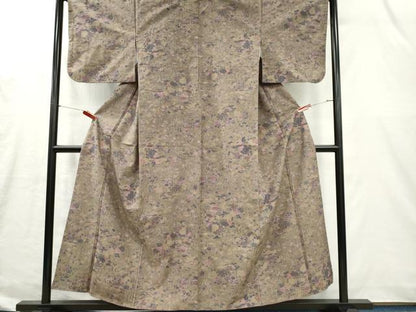 平和屋着物■上質な紬　草花風景文　正絹　逸品　CABI6659ou