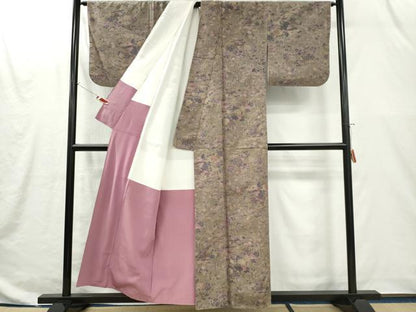 平和屋着物■上質な紬　草花風景文　正絹　逸品　CABI6659ou