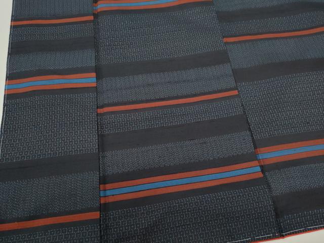 平和屋着物■上質な紬　横段文　正絹　逸品　CABI6664ou