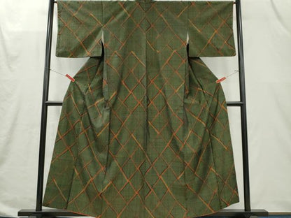 平和屋着物■上質な紬　格子柄　正絹　逸品　CABI6665ou