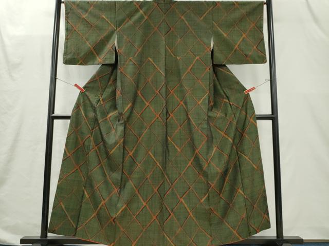 平和屋着物■上質な紬　格子柄　正絹　逸品　CABI6665ou
