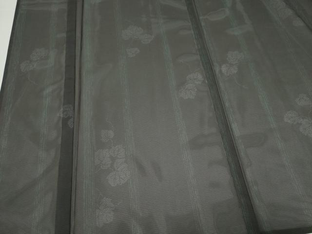 平和屋着物＊夏物　小紋　絽　蔦の葉間道　黒地　洗える着物　CABI6667ou