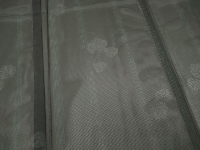 平和屋着物＊夏物　小紋　絽　蔦の葉間道　黒地　洗える着物　CABI6667ou