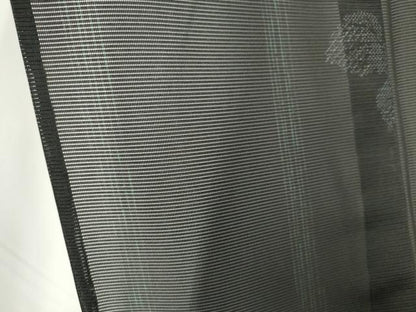平和屋着物＊夏物　小紋　絽　蔦の葉間道　黒地　洗える着物　CABI6667ou