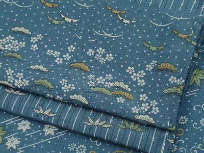 平和屋着物▽小紋　単衣　横段草花文　洗える着物　CABI6670ou