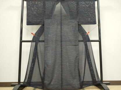 平和屋着物＊夏物　小紋　絽　芝草文　正絹　逸品　CABI6672ou